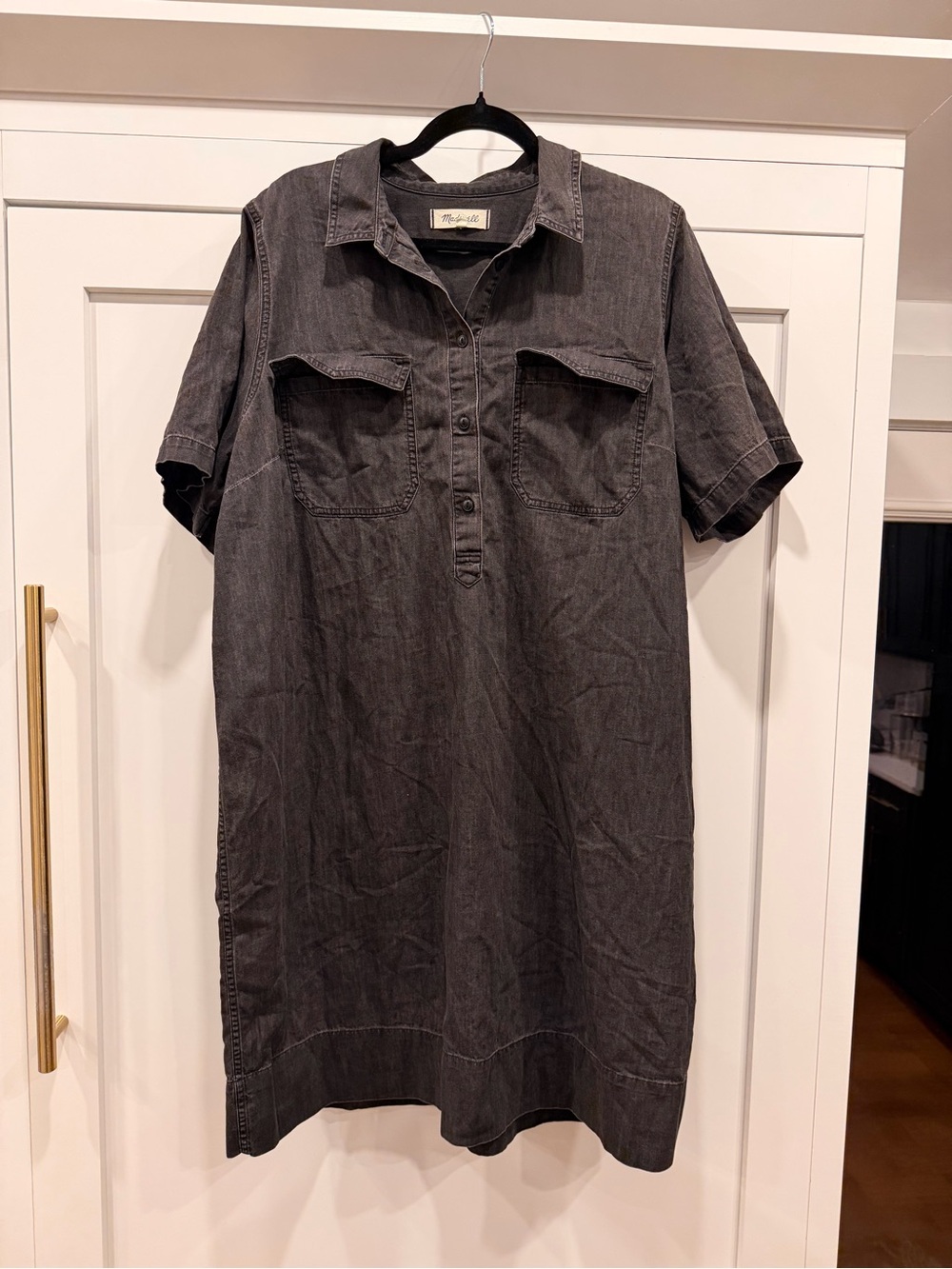 Madewell 2X Washed Black Denim Popover Shirtdress